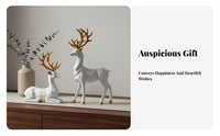 Housewarming Gift Origami Design Deer Ornament Golden Accents Nordic Elk Sculpture Minimalist for TV Stand, Living Room, Bookshelf