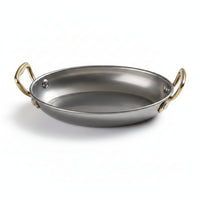Serving Piece Oval Stainless Steel Tray Tableware Gold-Toned Handles Rounded Edges