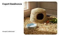 Natural Material Woven Grass Pet Hut Multi-Use Woven Grass Pet Hut Comfortable Handwoven Pet Nest Breathable for Rabbit Owners, Hutch, Aviary, Indoor, Playpen
