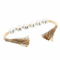 Wood Bead Tassel Decor Minimalist Look Dwelling & Lumber Bead Tassel Decor Rustic Table Ornament for Shelf, Entryway