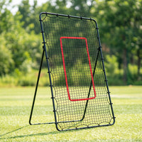 Rectangular Training Net with Target Cylindrical Rebound Goal Angled Pitchback Net Versatile for Backyard
