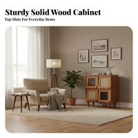 1 Piece Walnut Finish Bookcase Freestanding Wood Book Shelf Versatile Storage Cabinet Innovative Door Display Space-saving Shelf Suitable for Adults Living Room Bedroom Hallway