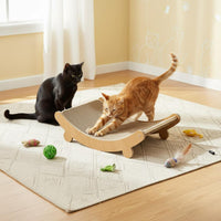 Long-Lasting & Wear-Resistant Cat Scratching Lounge Low-Shedding Curved Cat Scratching Board Stable Structure Spacious & Comfortable for Kittens, Large Cats, Living Room