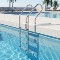 Slip Resistant Stainless Steel Pool Ladder Rustproof Pool Ladder with Handrails Long-Lasting Entry and Exit System Safe for Homeowners