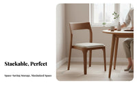 Upholstered Wooden Side Chair Nordic Design Stackable Wooden Frame Chair Space-Saving Fully Assembled for Hoteliers, Hotel, Cafe