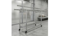 Telescoping Rolling Garment Rack Space-Saving Foldable Garment Rack Mobile Adjustable for Apartment