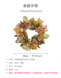 秋天花环感恩节玫瑰装饰花环秋季丰收节婚礼节日派对墙壁装饰门