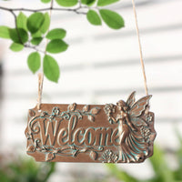 Angel Welcome Plaque Rustic Design Fairy Welcome Sign 3D Embossed Details