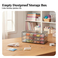 Clear Multi-Drawer Bead Box Transparent Design Craft Organizer for Desktop, Home