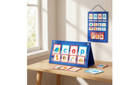 Word Building Desktop Pocket Chart Simple Storage Phonics Board with Cards Double-Sided Word Spelling Board for Teachers, Young Learners, Classroom