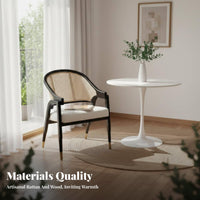 Woven Rear Armchair Retro & Design Cane Rear Armchair Handmade Weaving Brass-Tipped Legs for Business Owners, Adults