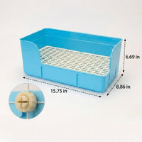 High Sided Litter Box Bunny Litter Tray, Reinforced Bunny Litter Box with Removable Pan and Mesh Grate, Anti-Tip Design for Enclosures, 40x22.5x17cm