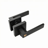 Square Rosette Lever-Style Door Latch & Tumbler Cylinder Bedroom Door Lock Modern House Hardware