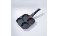 Nonstick Four-Cavity Frying Pan Stone-Look 4-Cup Egg Pan Easy to Clean Skillet Compact for Singles, Students, Dorm Kitchens, Apartments