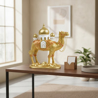 Camel Figurine with Mosque Golden Decor Tabletop for Collectors