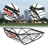 Sturdy Rear Bike Basket Black Cycle Rear Basket Metal Cargo Carrier Sloped for Commuters, Students, Commuting, Errands