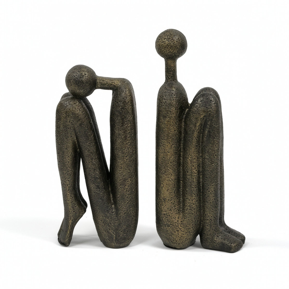 Abstract Figure Bookends Antique-Bronze Sculptures Heavy Duty for Home Office