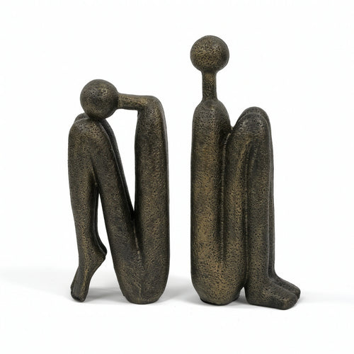 Abstract Figure Bookends Antique-Bronze Sculptures Heavy Duty for Home Office