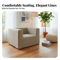 Upholstered literary Chair Wabi-Sabi aesthetic Armless Block Chair Nordic Design Sturdy Construction for Guesthouse Owners
