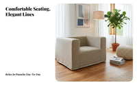 Upholstered literary Chair Wabi-Sabi aesthetic Armless Block Chair Nordic Design Sturdy Construction for Guesthouse Owners