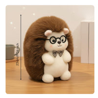 Soft Hedgehog Plush Toy Snuggly Hedgehog Stuffed Creature Glasses Design for Students
