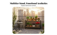Four-Tier Rolling Planter Shelf Stepped Layout Four-Tier Rolling Plant Stand Mobile with Lockable Wheels Space-Saving