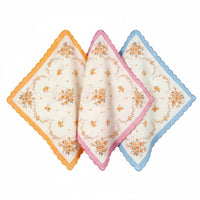 3 Pieces Floral Print Handkerchief Absorbent Women's Ideal Gift Edge Pocket Square