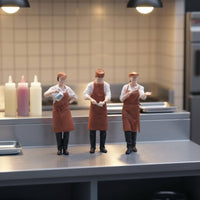 3 Pieces Restaurant Personnel Figure Set Collector Display Painted Miniature