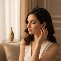 Rhinestone Headband Flexible Headband with Hairpin Pins Lace Headpiece for Bridesmaids, Prom