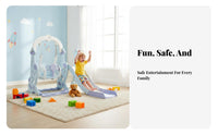 Safe Design 3-in-1 Slide Swing Basketball Set Easy Assembly Toddler Indoor Playset Sensory Development Toddler Slide and Swing Set for Toddlers, Children, Parents, Playroom, Living Room, Daycare, Outdoor
