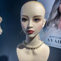 模特头厂家假发展示化妆女头模耳环项链拍照PVC半身双肩cos模型头