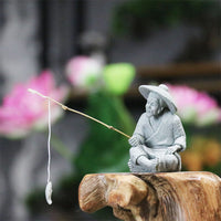 Simulated Fishing Elder Ornament for Garden Rockery and Bonsai