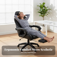 Highspine-supporting Reclining Chair with Footrest 360-Degree rotating for Bedroom, Streamers