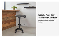 Adjustable Saddle Stool Utilitarian Aesthetic Backless Saddle Stool Vintage Design With Footrest for Bar Owners, Restaurant