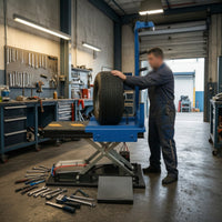 Heavy Duty Tire Lifting Cart with Scissor Lift Compact Pneumatic Tire Lifting Cart for Mechanics