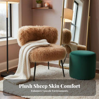 Nordic Design shaggy Armchair Light Luxury Aesthetic Accent Chair Plush Texture Vanity Stool Modern Sculptural Look for Interior Designers, Makeup lovers, boudoir, Photo Studio, Boutique, Entryway