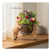 Cute Pig Resin Planter Small Plant Holder Home Decor for Garden