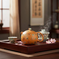 Classic Teapot Traditional Style Yixing Clay Teapot Hand Painted Floral Pattern Traditional Tea Pot