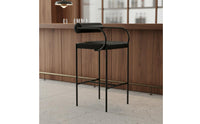 Modern Bar Stool with Backrest Padded Seat Upholstered Kitchen Island Stool Seating Furniture for Reception Desk