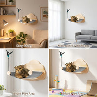 Cat Window Hammock and Wall Mounted Bed, Cushioned Shape Perch for Indoor Felines, Elevated Resting Space and Comfortable Hanging Cat Hammock