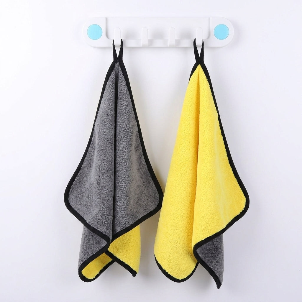 Double Sided Microfibre Cloth for Car Detailing, Absorbent Cleaning Cloths, Low-Shedding for Glass, Floors and Furniture, Gray-Yellow, 1-Pack