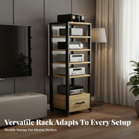 High-fidelity Component Cabinet with Drawer Multi-tier Audio Rack Sturdy Steel Frame Stable Structure Scratch-resistant Wood Suitable for Gift Giving Home Decoration Living Room Audiophile Entertainment