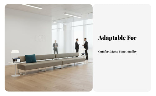 Comfortable Padding Upholstered Multi-Seater Bench Minimalist Design 3-Seater Upholstered Couch Sturdy construction Reception Sofa dense padding for Visitors, Customers, Lobby, Waiting Area, Salon, Airport Terminal