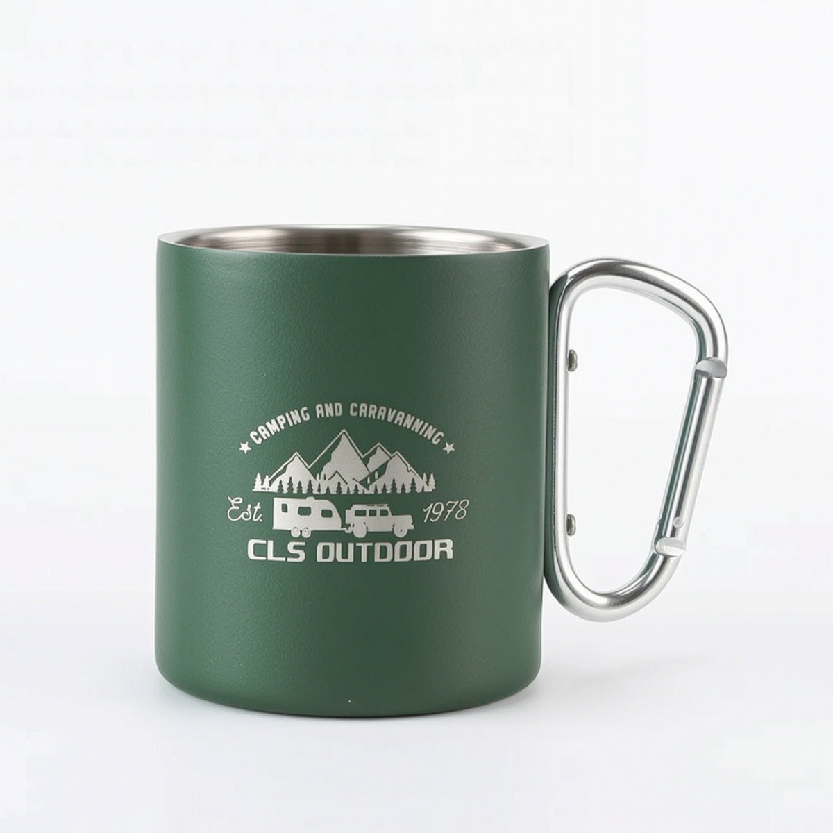 Attach-on Camping Cup with Carabiner Handle Compact Camp Cup with Carabiner Handle Rugged Camping Mug Packable for Campers, Hiking, Travel