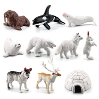 Mini Arctic Animal Figures Set - Beluga, Seal, Husky