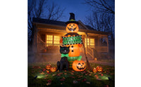 Outdoor Inflatable Pumpkin with Witch Hat Standing Display Brightly Colored Lawn Ornament Tall for Yard, Porch