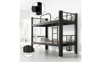 Bunk Bed Frame with Ladder Matte Black Metal Bunk Bed Space-Saving Furniture for Students, Kids, Dormitory, Shared Bedroom, Hostel