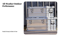 Waterproof Lidded Storage Trunk Large Capacity Latching Aluminum Case Multi-Functional Organizer Chest Portable for Campers, Outdoor fans, Homeowners, Camping, journey journeys
