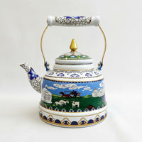 Enamel Milk Tea Pot Easy to Clean Kitchenware Wide Mouth