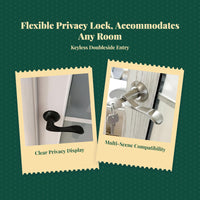 Keyless Bathroom Door Lock, Three-Lever Handle, Privacy Interior Lock, Zinc Alloy, Easy to Install, Suitable for Bedroom and Bathroom